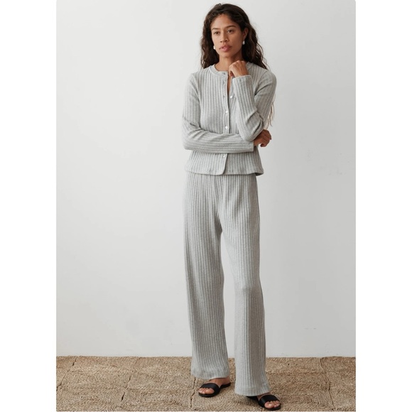 Donni "The Sweater Rib Cardi" Gray Button Up Organic Cotton Cardigan Sweater - M - Picture 7 of 9